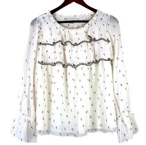 Ann Taylor LOFT Feminine Ruffled Tulip Blouse Sm